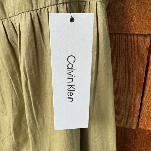 NWT Calvin Klein Olive Cotton Short Sleeve Button Front Shirtdress in Women's 14 - Picture 5 of 11
